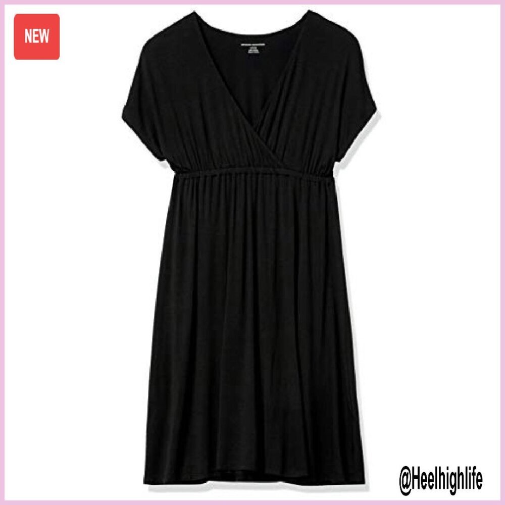 Surplice Dress Rayon Stretch Jersey Fit Flare Casual Mini Length - Picture 6 of 6